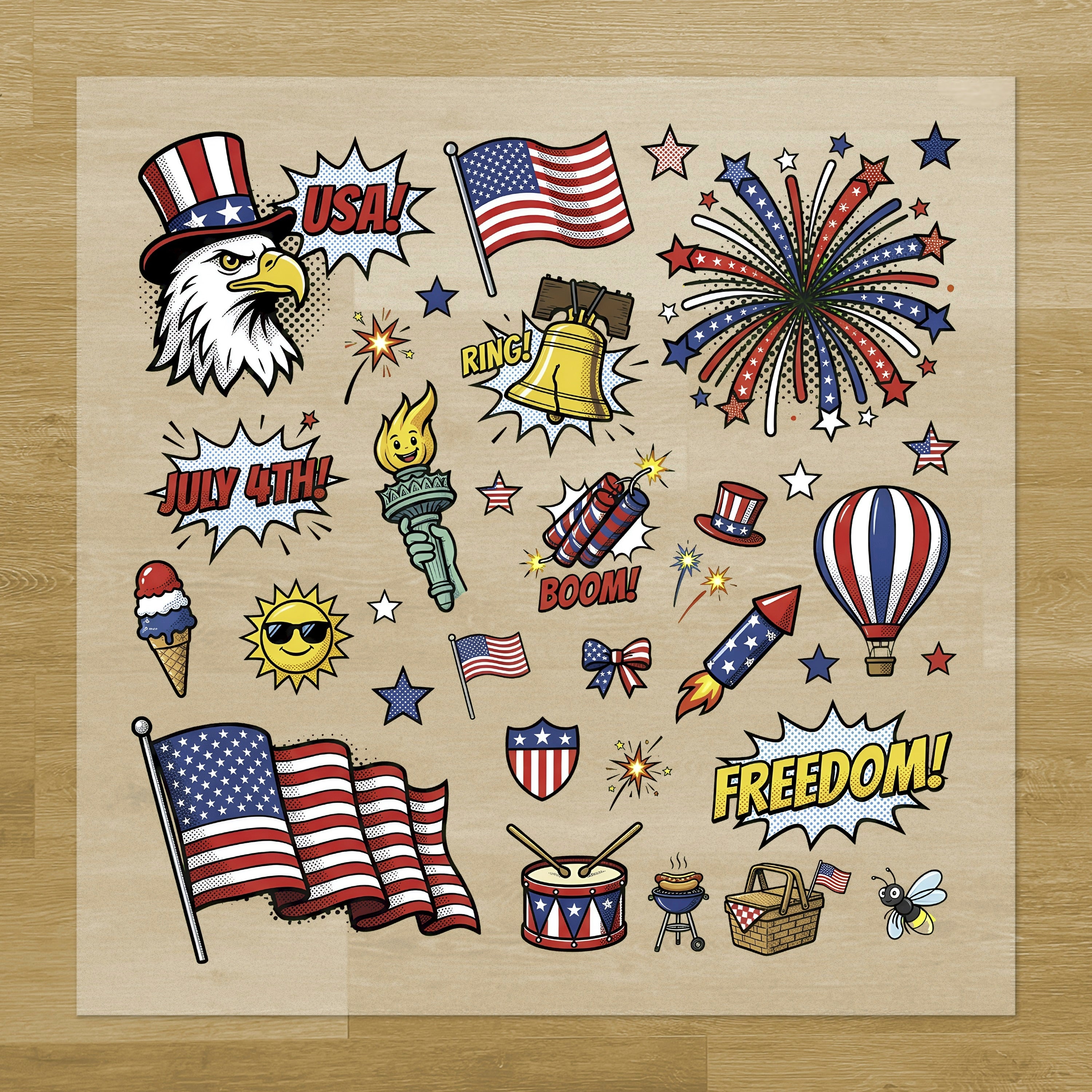 Patriotic Pop Art Iron-On Transfer Pack
