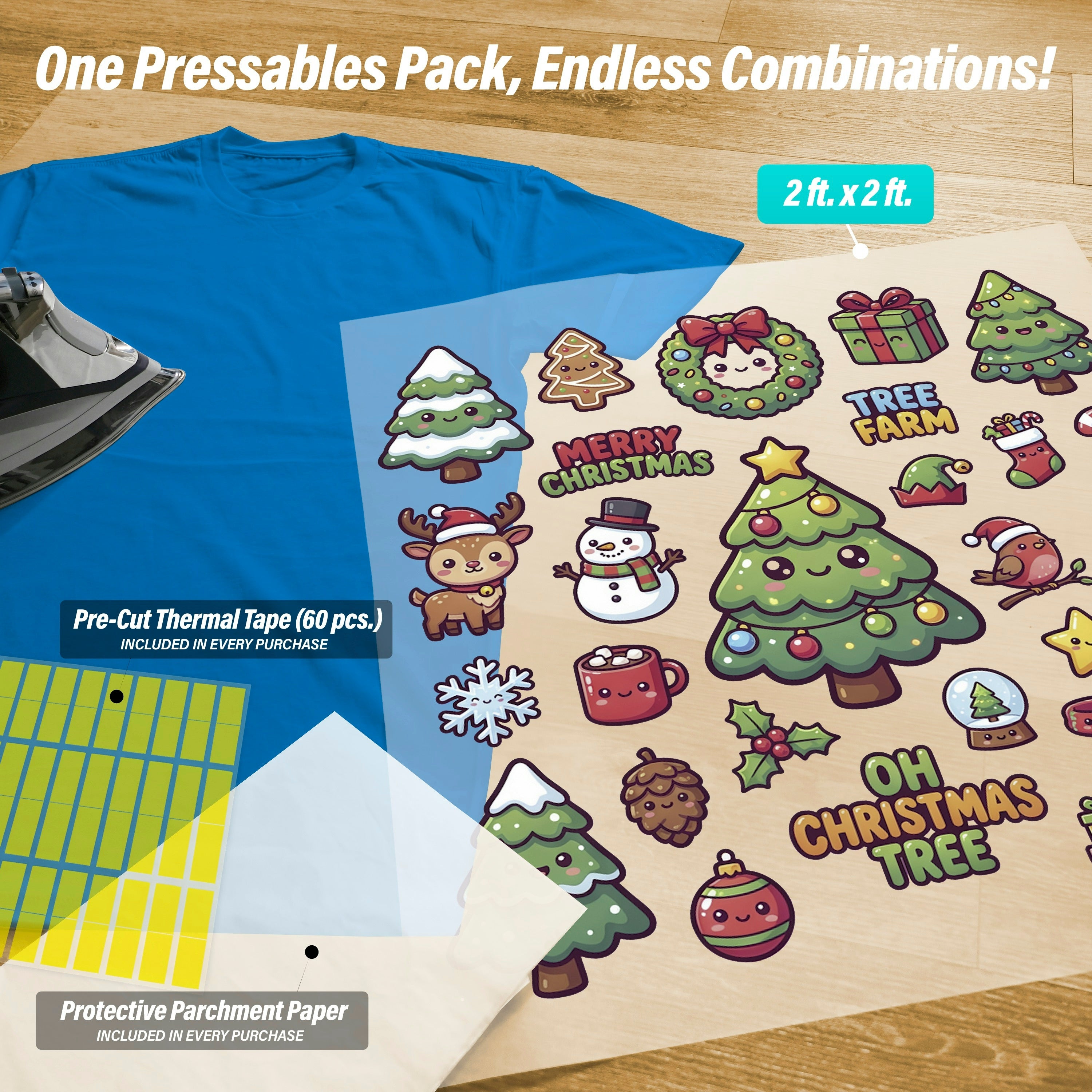 Cute Oh Christmas Tree Iron-On Transfer Pack