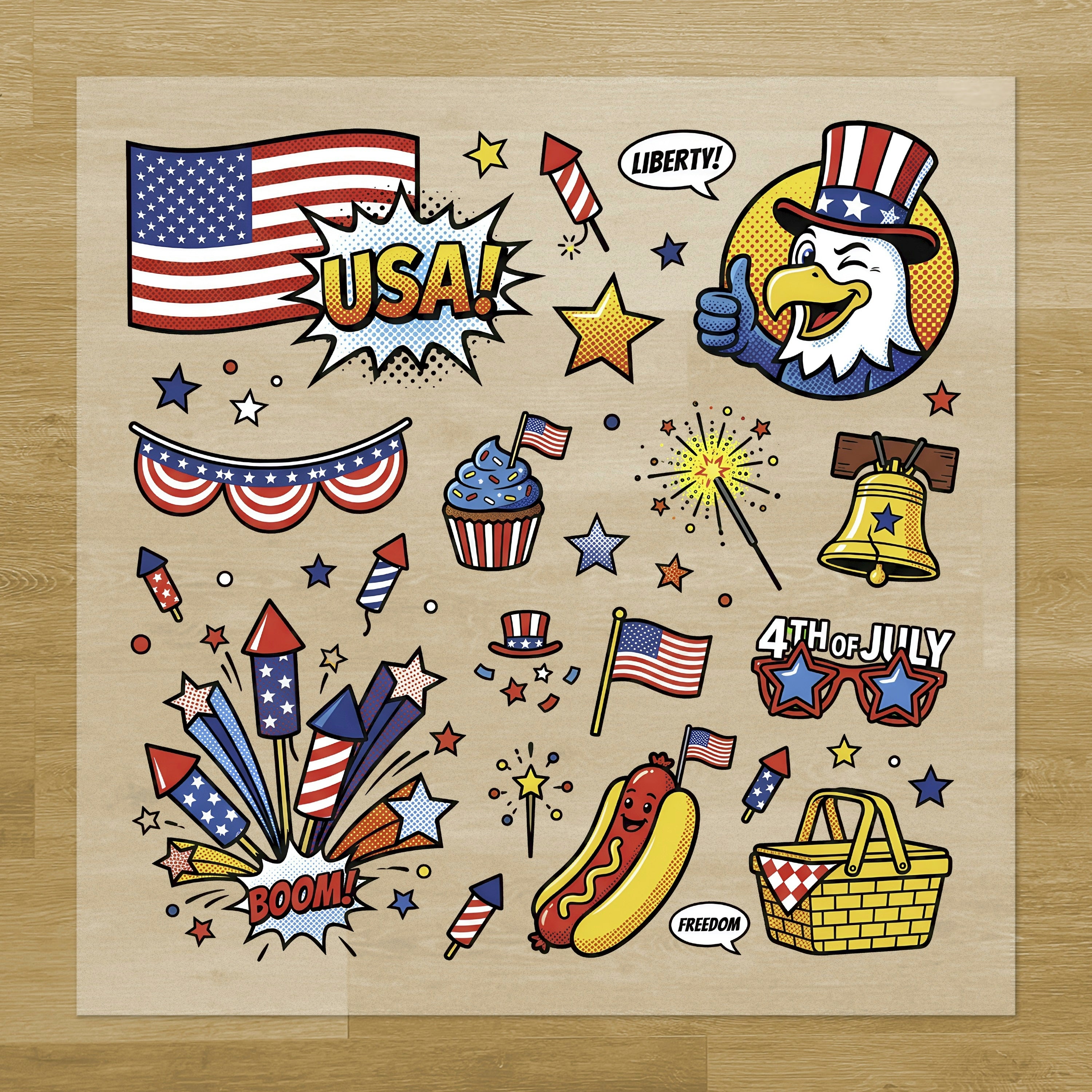 Pop Art Patriotic Iron-On Transfer Pack