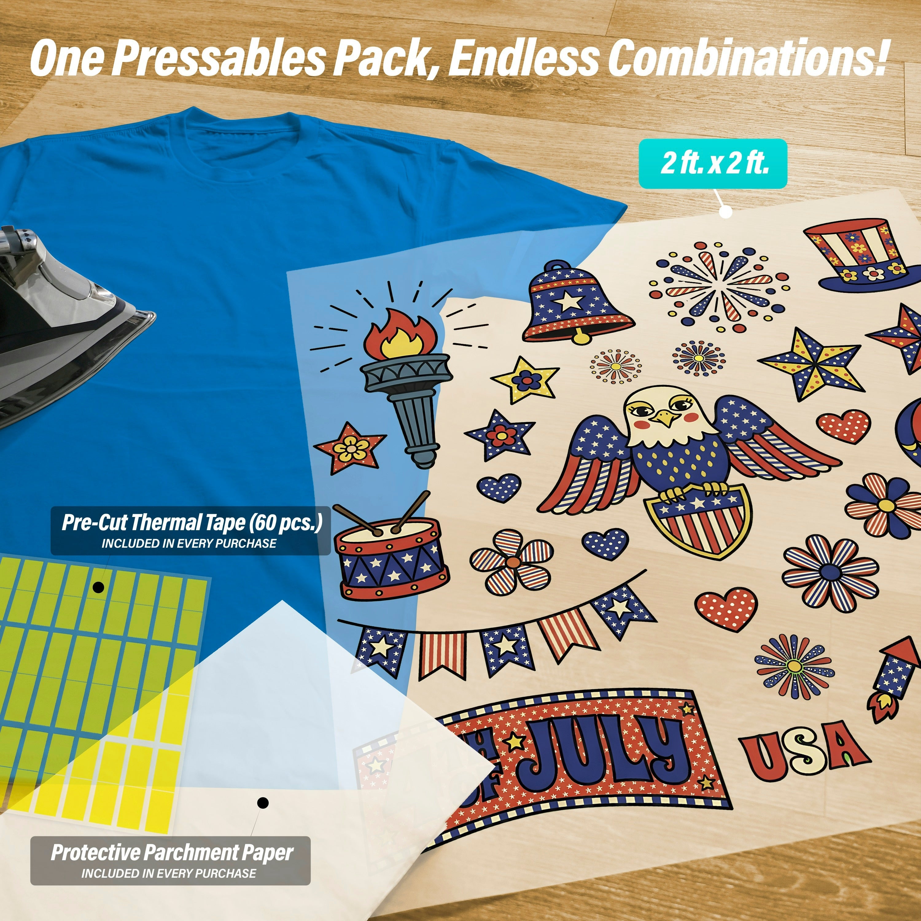 Retro Patriot Iron-On Transfer Pack