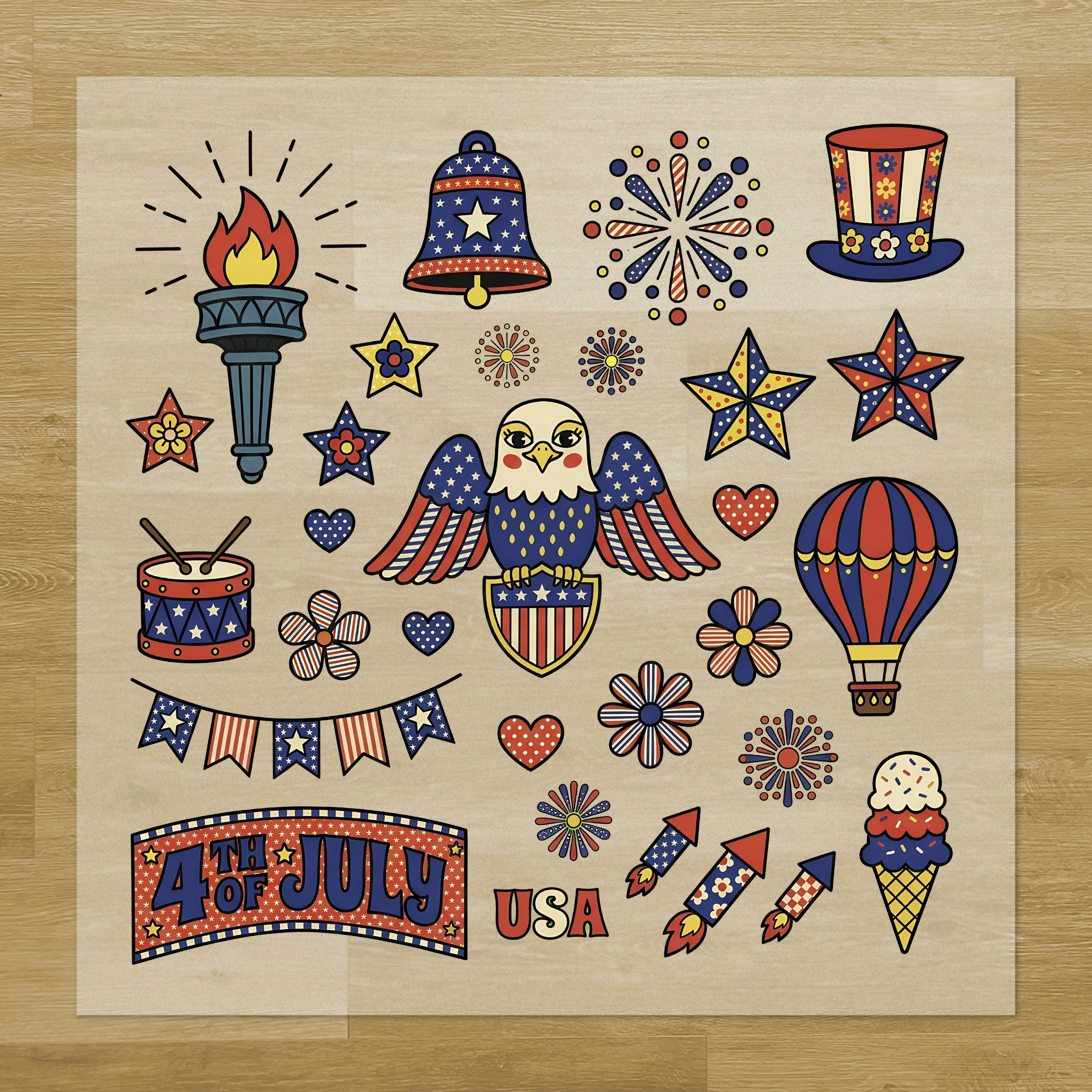 Retro Patriot Iron-On Transfer Pack
