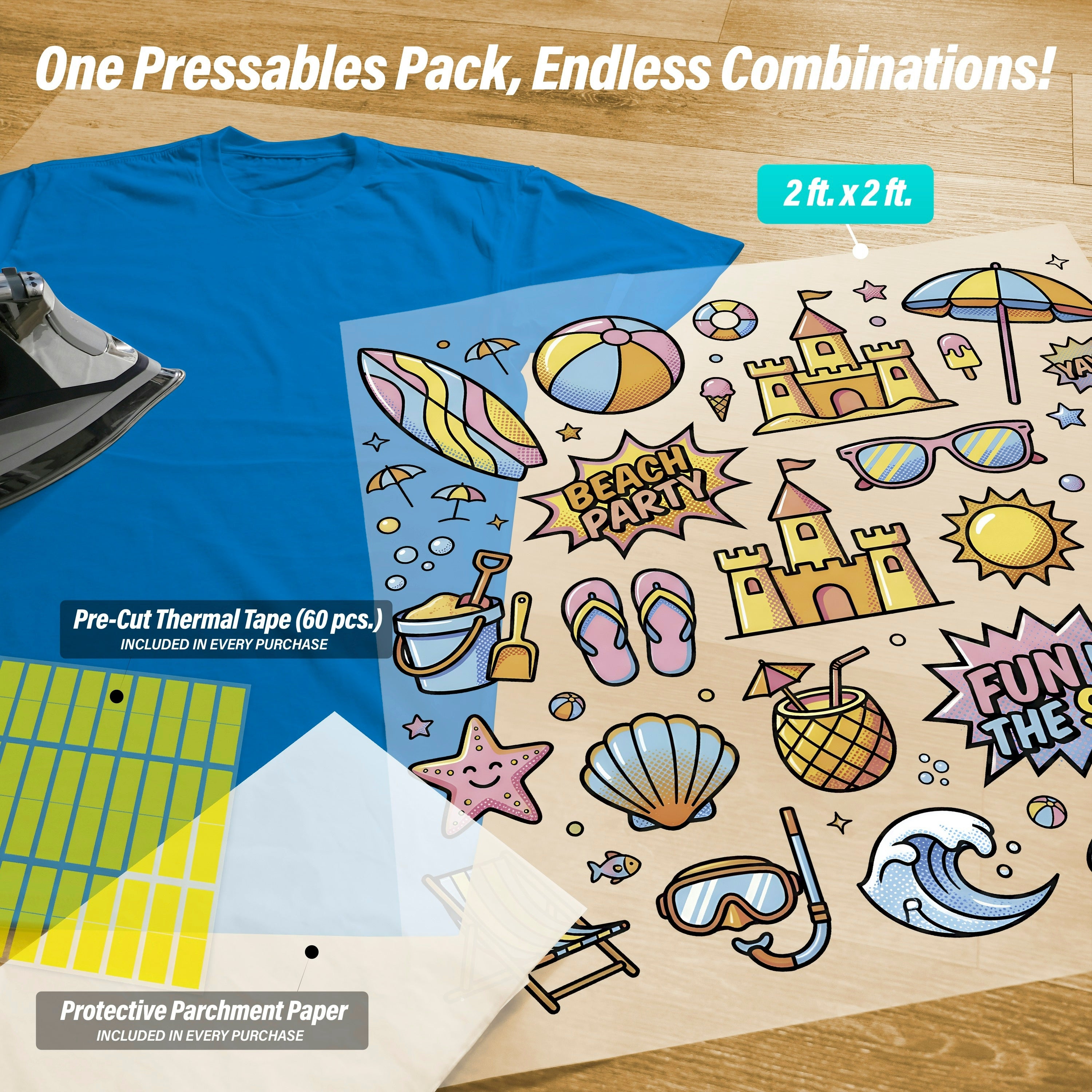 Beach Party Pop-Art Iron-On Transfer Pack