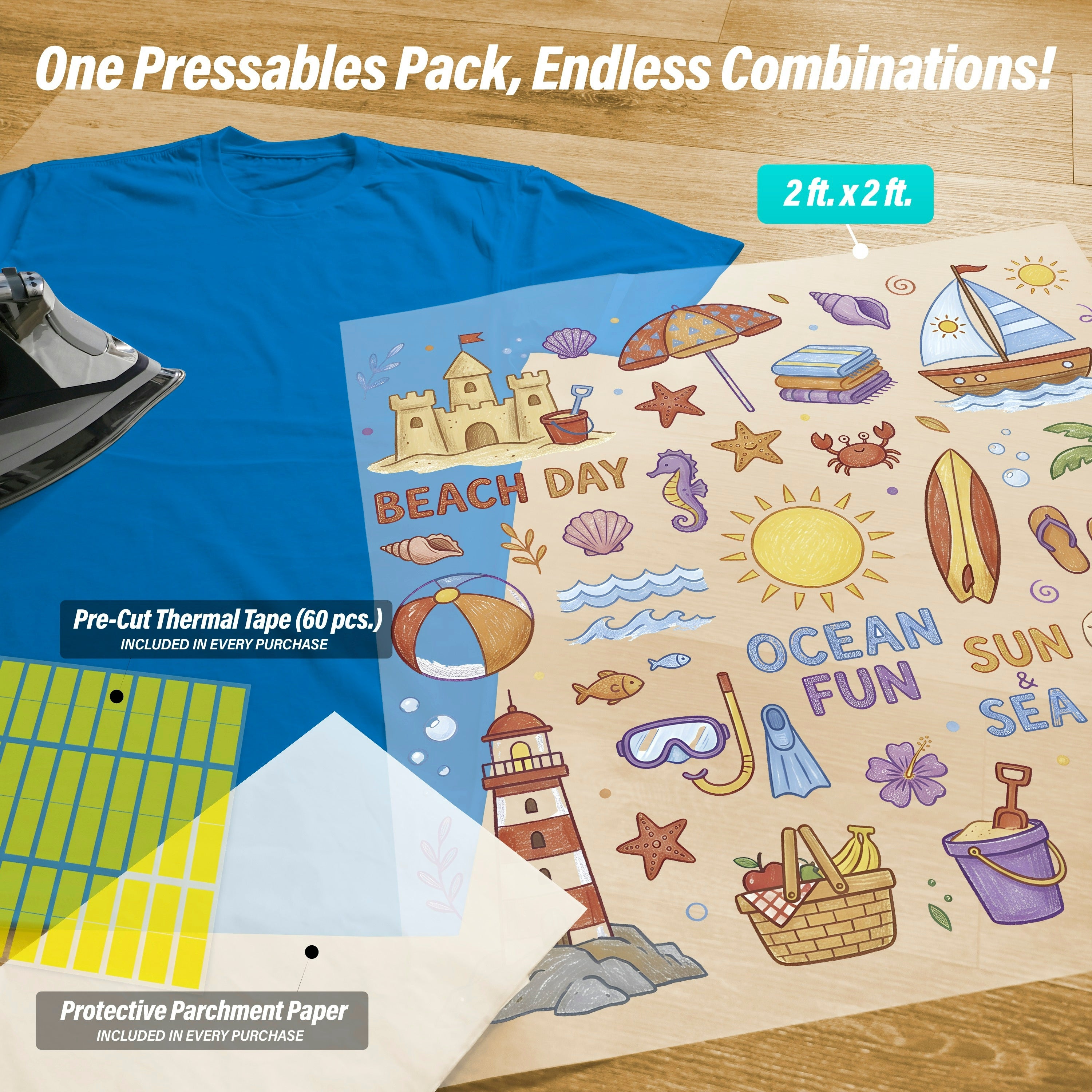 Beach Day Ocean Fun Iron-On Transfer Pack