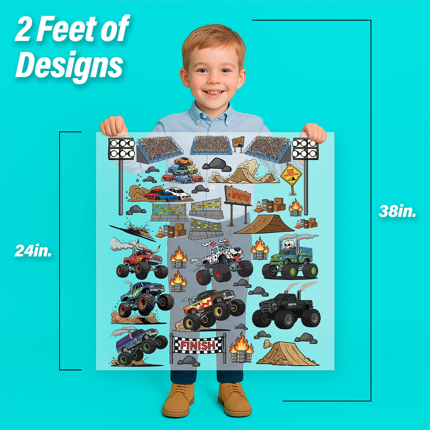 Build Your Own Monster Truck Arena Iron-On Transfer Pack