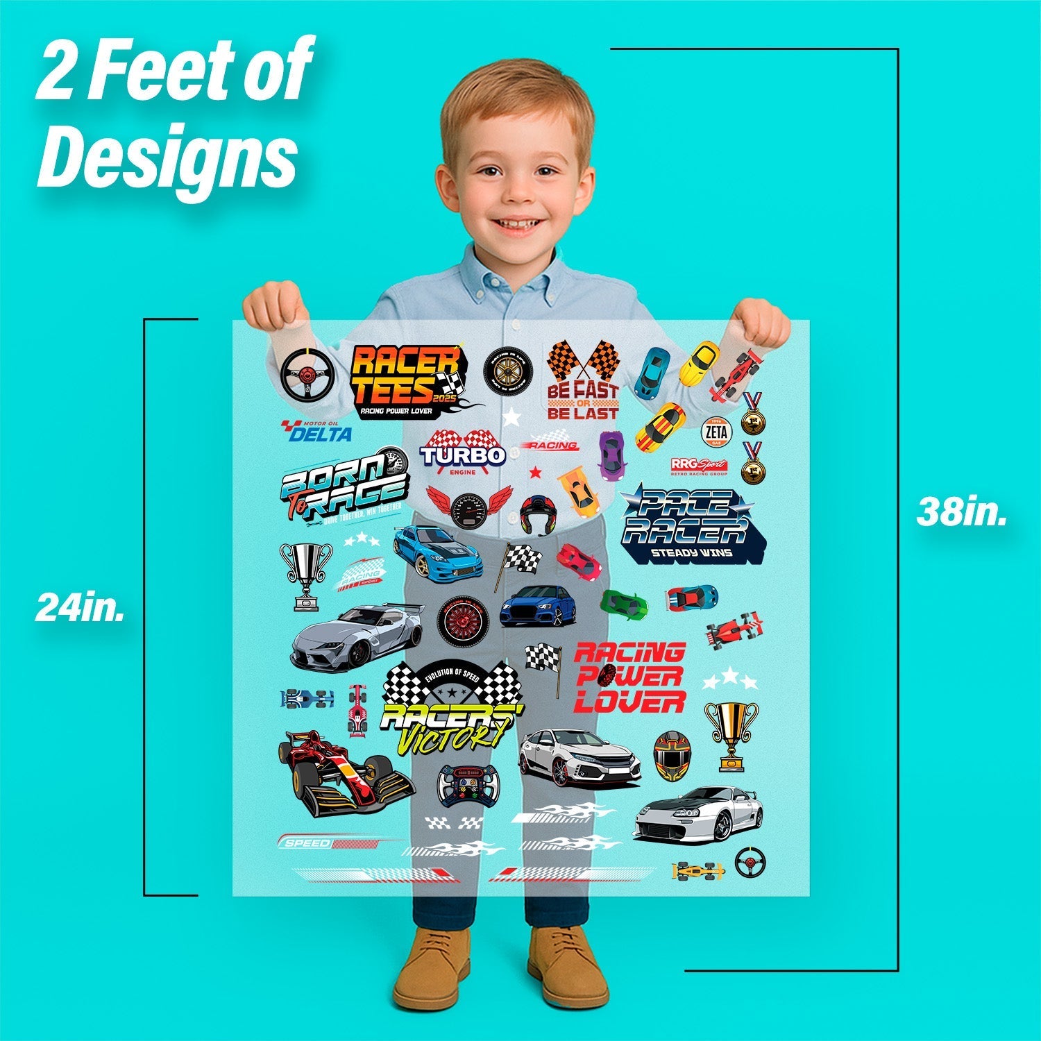 Race Cars Iron-On Transfer Pack