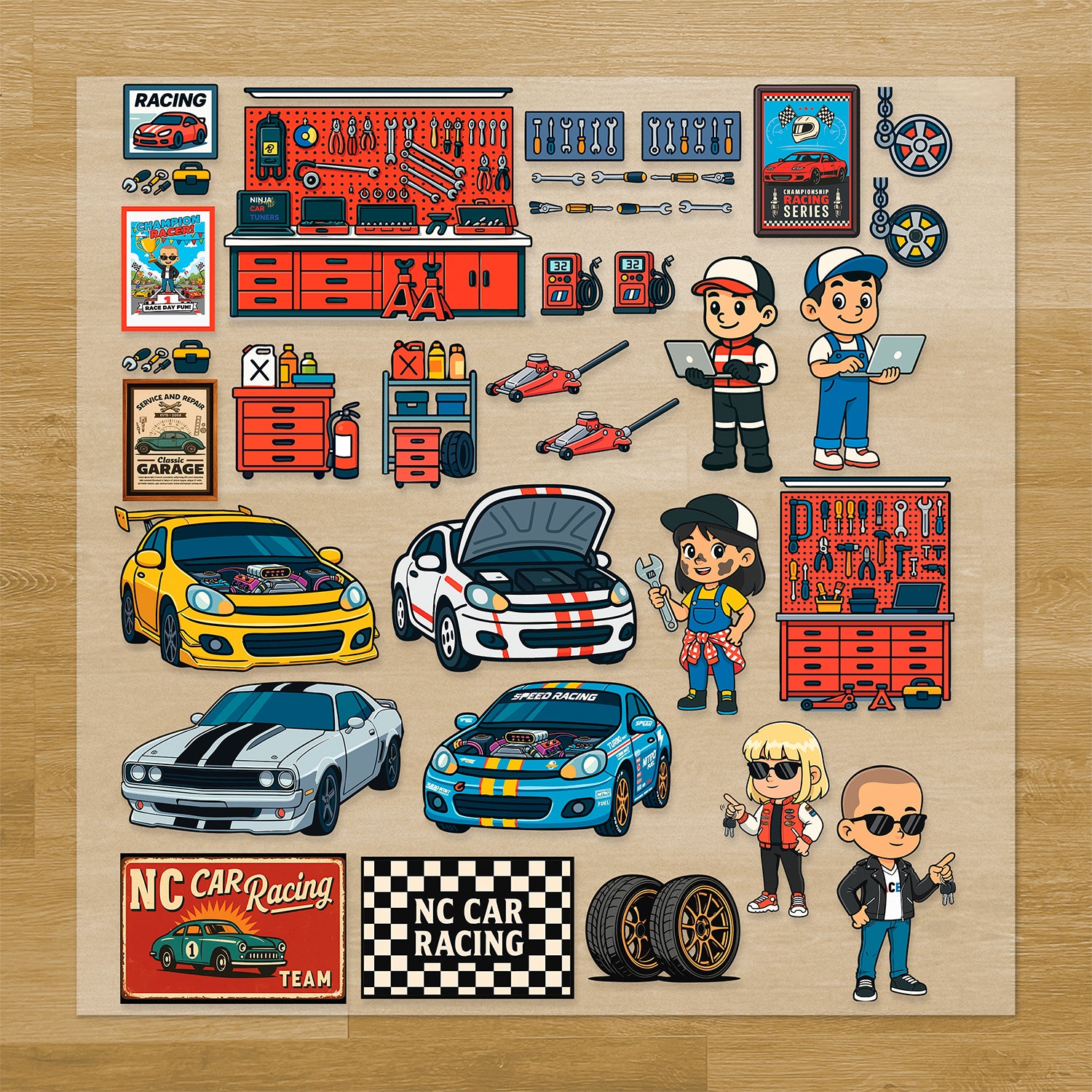Build Your Own Car Garage Iron-On Transfer Pack