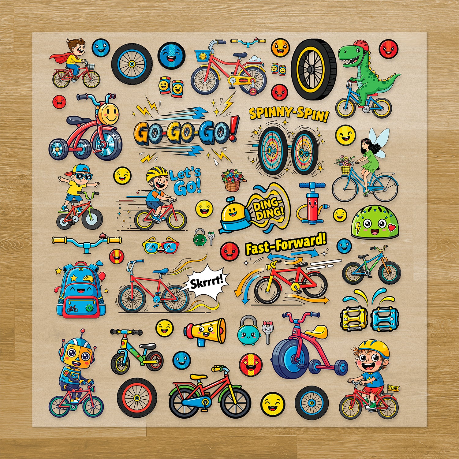 Biking Iron-On Transfer Pack
