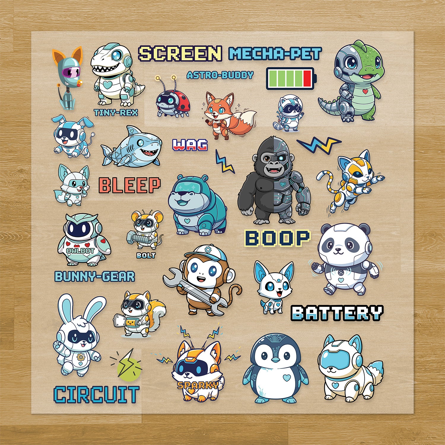 Cute Robot Animals Iron-On Transfer Pack