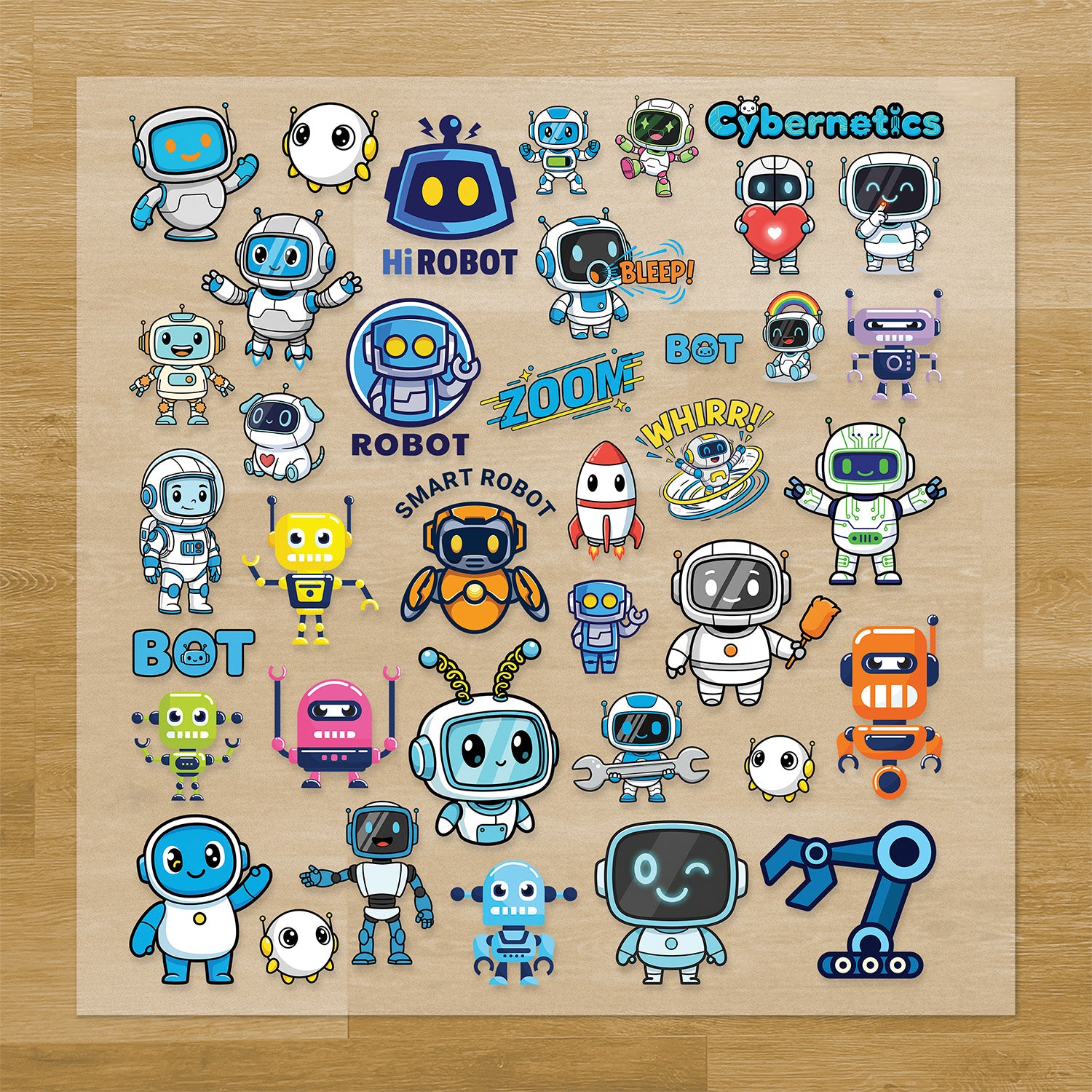 Cute Robots Iron-On Transfer Pack