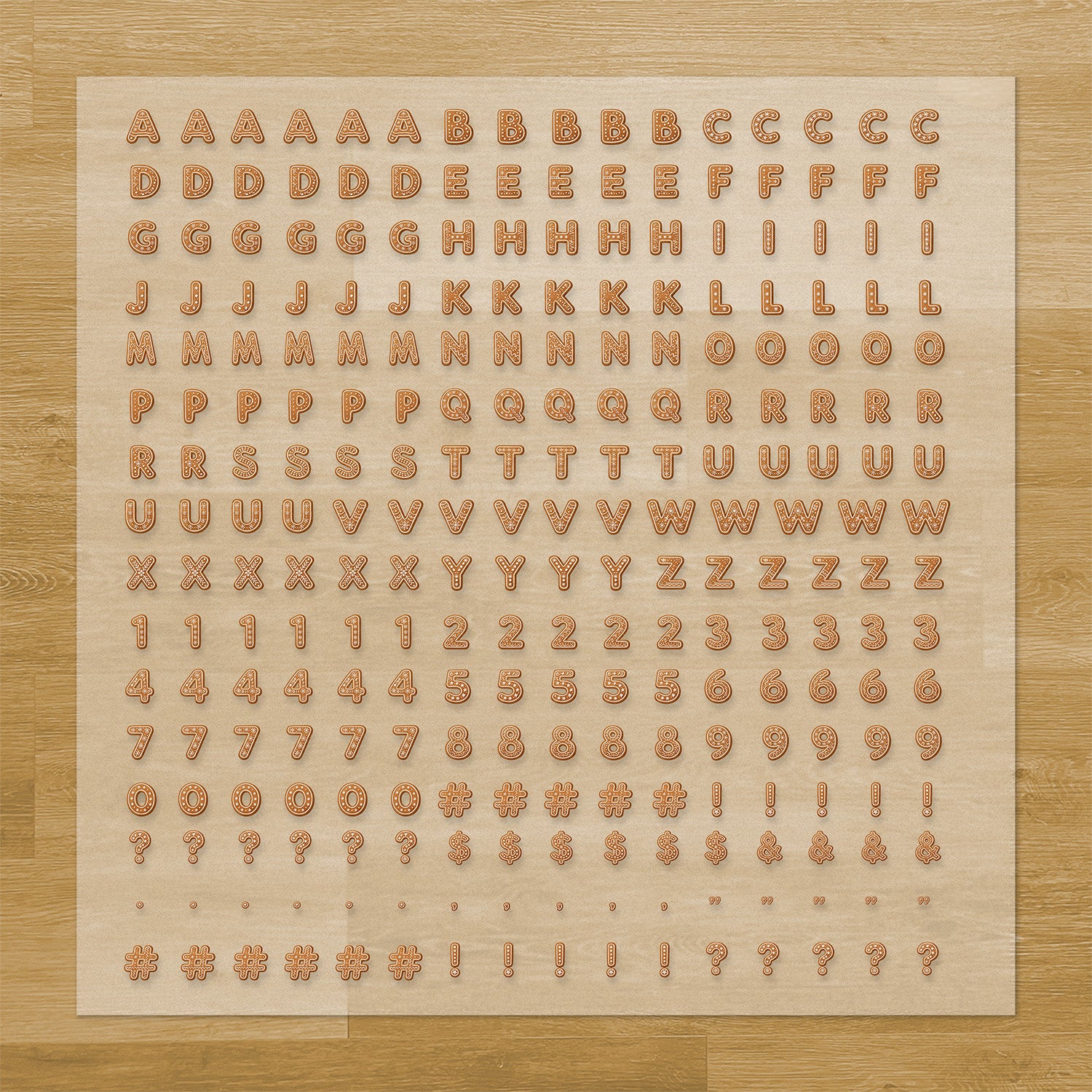 Christmas Ginger Bread Letters & Symbols Iron-On Transfer Pack