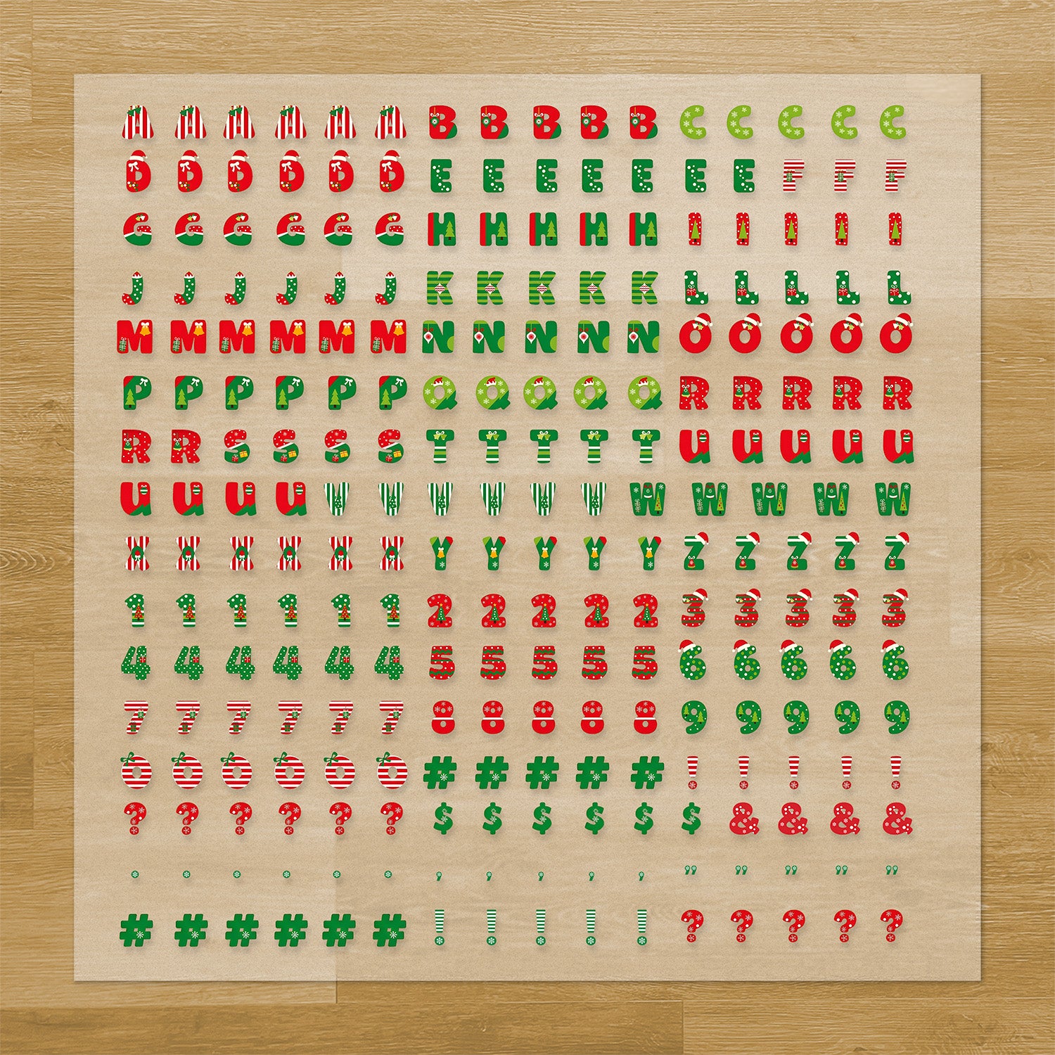 Christmas Themed Letters & Symbols Iron-On Transfer Pack