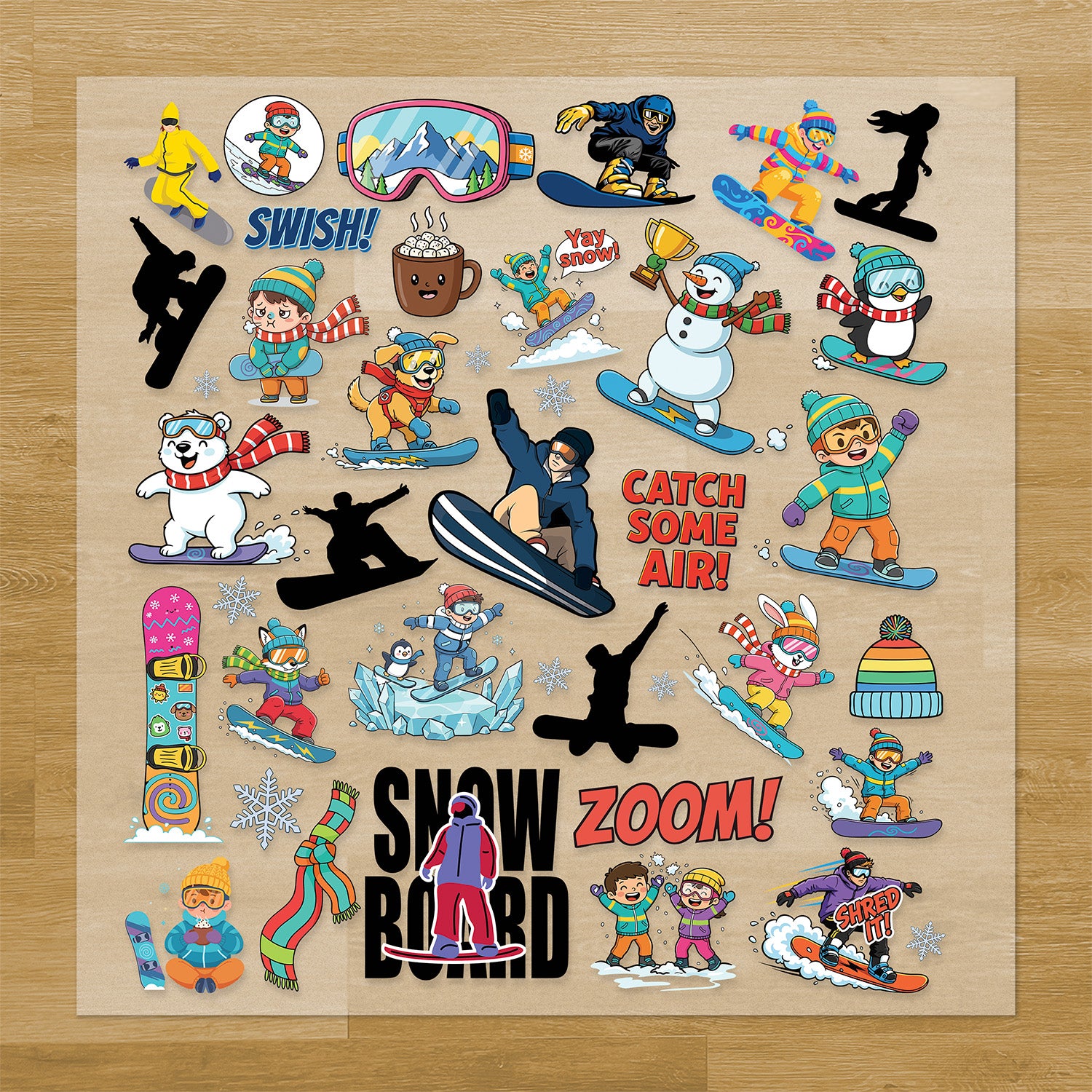 Snowboarding Iron-On Transfer Pack